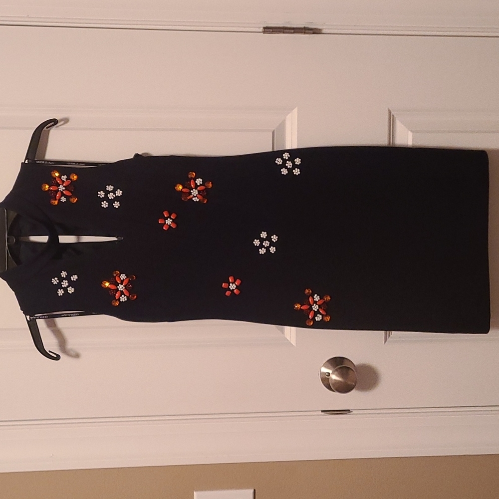 GUESS Navy Dress With Beaded Embellishments size 2